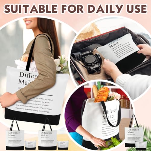 Paterr 24 Pcs Difference Maker Appreciation Gifts Bulk for Women 12 Difference Maker Tote Bag for Christmas Staff Team 12 Makeup Bags for Leader Mentor Manager Medical Assistant Week Gifts for Women