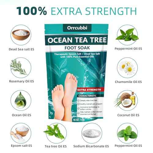 EXTRA STRENGTH Ocean Tea Tree Oil Foot Soak Salt ? Dead Sea & Epsom Salt with Natural Essential Oils ? Foot Bath for Odor, Callus Softening & Toenail Care ? Relax Tired Feet, Home Spa Use 16oz