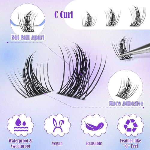 ALICE Self Adhesive Lash Clusters - 120pcs Reusable Wispy Lashes