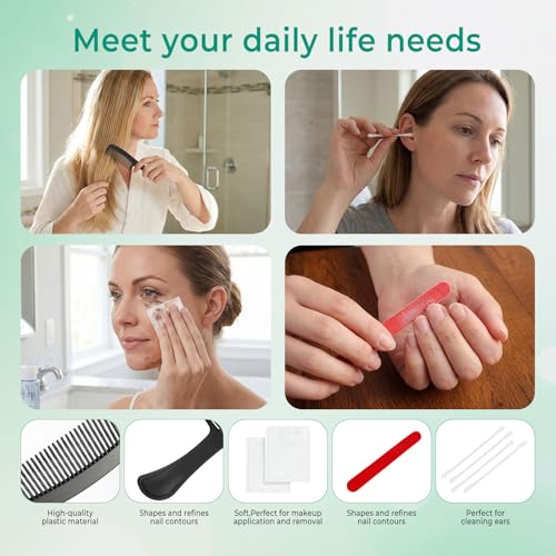 50 Sets Personal Hygiene Kit Bulk,10-IN-1 Green Individually Wrapped Disposable Travel Toothbrushes and Hotel Vanity Set Basic Toiletry Supplies for Homeless,Guests,Charity