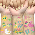 Summer Pool Party Temporary Tattoos for Kids - 44 Metallic Designs