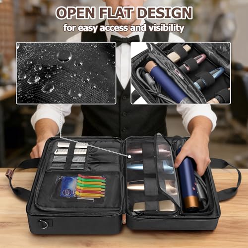 BAFASO Barber Carrying Case with Clipper Holders - 16.5" Black