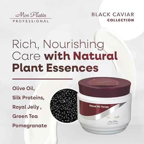 Mon Platin Black Caviar & Silk Protein Hair Mask, Total Repair Shampoo & Serum Bundle ? Deep Conditioning, Color-Safe Care for Dry, Damaged Hair with Intense Moisture & Shine Protection