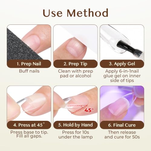 UNA GELLA 6 in 1 Gel Nail Glue for Acrylic Nails - 2Pcs 15ml