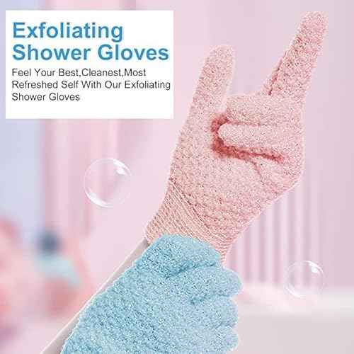 Yiclick Heavy Exfoliating Gloves, Exfoliating Body Scrubber for Bath Shower Exfoliation, Body Scrub Exfoliator for Dead Skin Remover, Exfoliate Sponge Loofah Washcloth Mitt Men Women