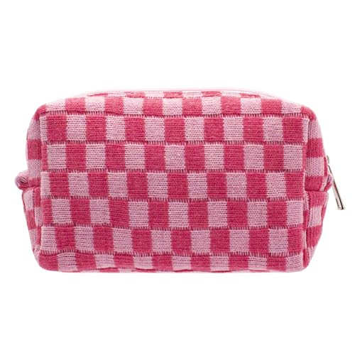 Checkered Makeup Bag Small Cosmetic Pouch Travel Organizer