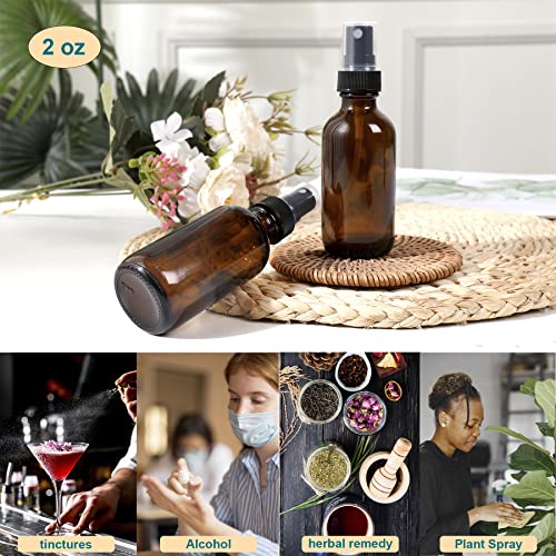 Amber Glass Small Spray Bottle 2 oz 48 Packs,Fine Mist Sprayer Small Clear Bottles,Refillable Containers mini spray bottles for Cleaning Solutions and Skin Care (Amber 48pcs)
