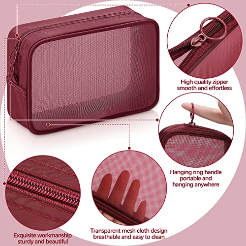 Weewooday 4-Pc Mesh Makeup Bag Set with Zipper – Travel Toiletry Pouch