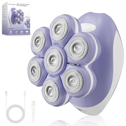 7D Electric Razors for Women: Fast & Smooth Full-Area Electric Shaver for Women Flawless Legs - Waterproof Body Hair Remover for Wet Dry Use, LED Light & Travel Cover - Gifts for Ladies Her