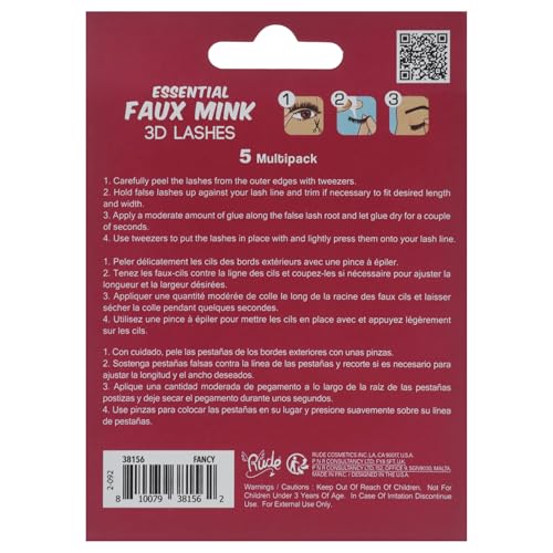 Essential Faux Mink 3D Lashes - 5 Pair Pack by Rude