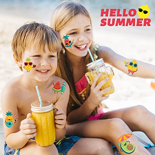 240 Pcs Summer Fruit Temporary Tattoos for Kids, Safety Waterproof Bulk Tattoos Stickers, Hawaiian Themed Tattoos Toys, Best Choice for Summer Party and Goody Bag Stuffers, 60 Different Designs