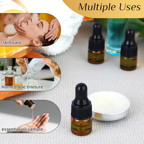 1ml Amber Glass Dropper Bottles - 36 Pack Essential Oil Containers