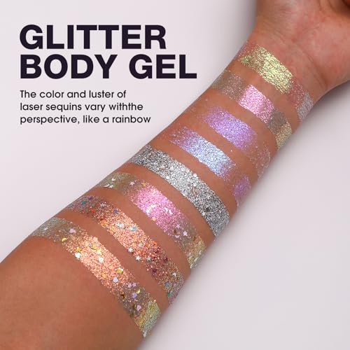 8 Colors Face & Body Glitter Palette - Holographic Mermaid Sequins