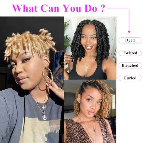 0.6 cm Width 8 Inch 30 Strands Human Hair Loc Extensions, Natural Black 100% Full Handmade Permanent Real Human Hair Dreadlock Extensions for Women/Men/Kids Can Be Dyed Bleached Curled Twisted