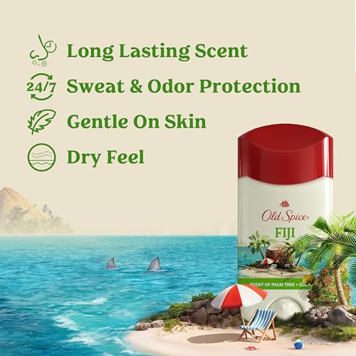 Old Spice Dry Feel Antiperspirant Deodorant for Men, Fiji Scent, 2.6 oz (Pack of 3)