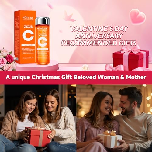 Vitamin C Face Toner 130ml, HONLINK 5X Vitamin C Complex with Niacinamide & Hyaluronic Acid, Hydrating & Balancing Toner for Daily Skincare, Valentine¡¯s Day Gift for Her