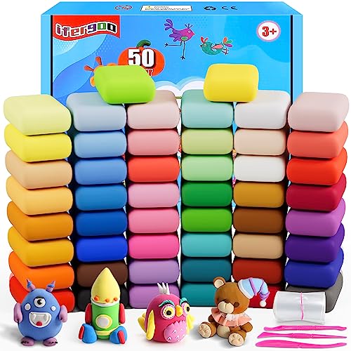 Modeling Clay - 50 Colors Air Dry Clay, DIY Molding Magic Clay for Slime add ins & Slime Supplies, Kids Toys Set for Boys and Girls