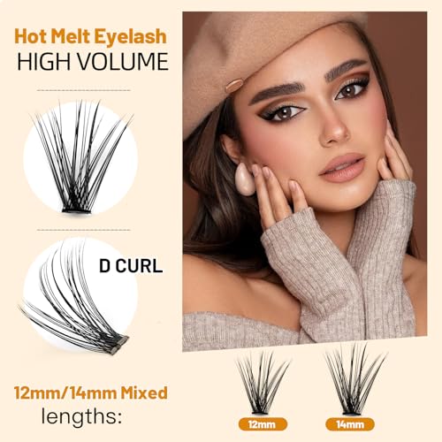 ¡æVAYATOR False Eyelashes Kit/Eyelashes Cluster,7D/10D/20D/30D/40D/50D 200pcs D Curl 8-20mm Mixed Packaging Individual Eyelashes Extension Makeup Tools Easy Grafting (20D-12mm-14mm Mixed)