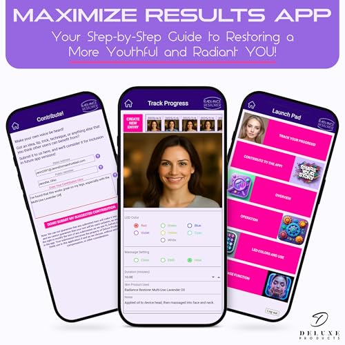 Radiance Restorer - Complete Wrinkle, Massage & Aromatherapy System - 7-Color LED Light Therapy, 3 Massage Functions, *Plus Heat!* - *Choice of Aromatherpay Massage Oil* - *Web App!* (Lavender)