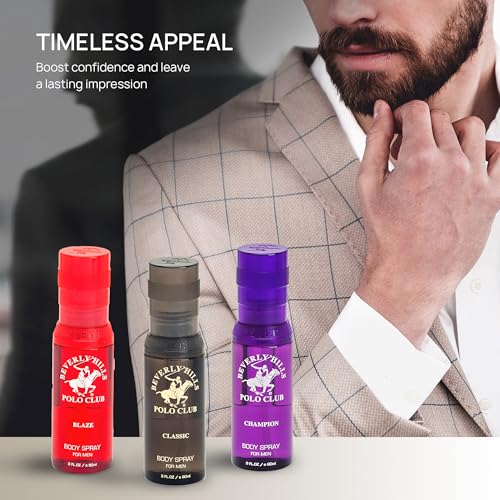 Beverly Hills Polo Club Men's Body Spray Gift Set - 3x3oz