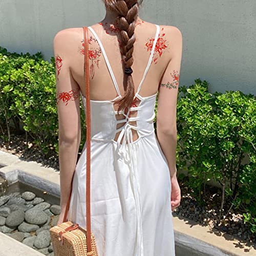 Lycoris Flower Temporary Tattoos for Women, 30 Sheets Waterproof