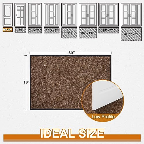 Mibao Dirt Trapper Door Mat for Indoor&Outdoor, 17" x 29.5", Black&Brown, Washable Barrier Door Mat, Heavy Duty Non-Slip Entrance Rug Shoes Scraper, Super Absorbent Front Door Mat Carpet