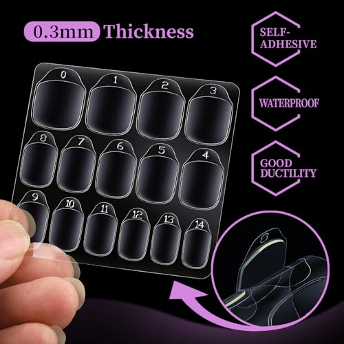 Teenitor 600pcs Press on Nail Adhesive Tabs - 15 Sizes, Clear/Yellow