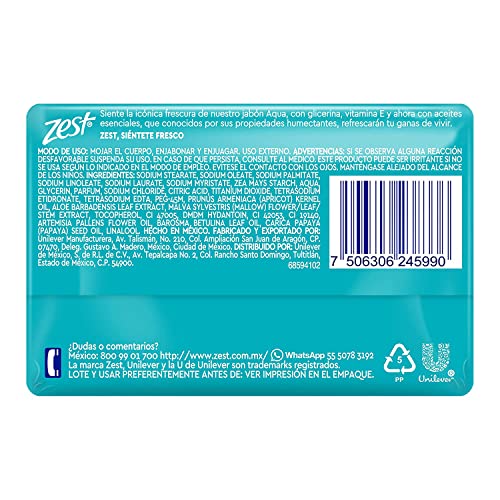 Zest bar soap Aqua Original with Glycerin and Vitamin E bath soap to Feel Fresh with its content of essential oils 135 g (2)