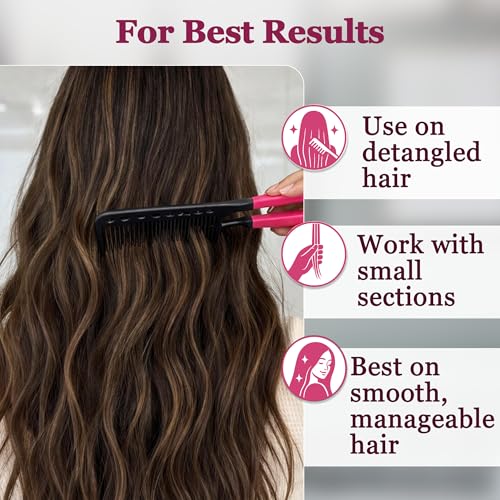 HerStyler Hair Straightening Comb for Flat Iron - Pink