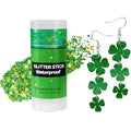 St Patrick's Day Accessories Set - Shamrock Earrings & Glitter Stick