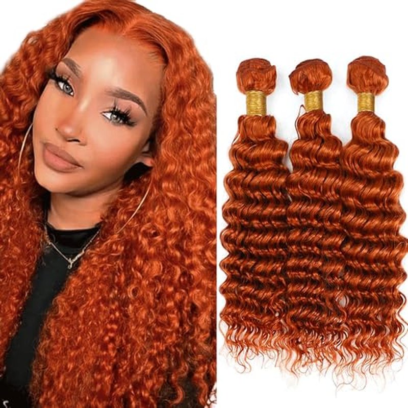 Ginger Deep Wave Human Hair Bundles - 350 Color Brazilian Remy