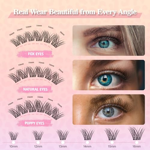 Self-Adhesive Lash Clusters - Pre-Glued Wispy Eyelash Extensions (10-16mm)