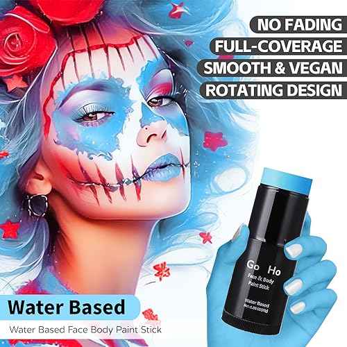 Go Ho Light Blue Face Body Paint Stick,Water Based Washable Pale Blue Face Paint Stick,Full-coverage Cream Blue Body Paint for Adults Children Halloween Cosplay SFX Ghost Bride Sally Makeup
