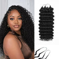 ASHINE Deep Wave Human Hair Crochet Extensions 18 Inch 120g Black - 2 Pack
