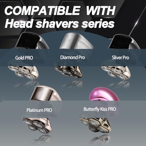 3Pack Pro 4 Shaver Replacement Heads for Skulls Pitbulls Series Gold PRO, Silver PRO, Platinum PRO, Butterfly Kiss PRO Head Shavers, Floating 4 Heads for a Fast, Close and Smooth Shave.