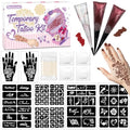Temporary Tattoo Kit with 3 Pastes & 100 Stencils – Waterproof Body Art