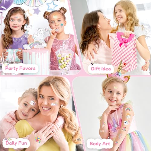 Unicorn Temporary Tattoos for Kids - 90+ Glitter Stickers