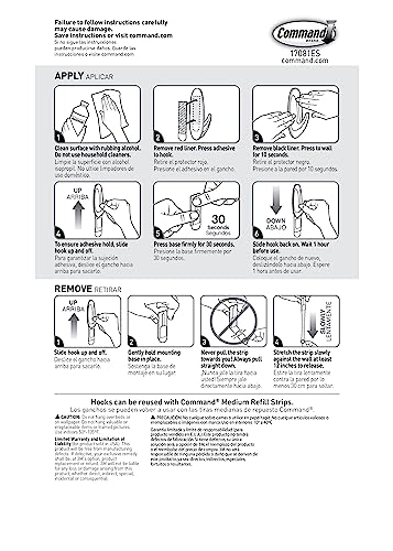 Command Medium Designer Hooks, Damage Free Hanging Wall Hooks with Adhesive Strips, No Tools Wall Hooks for Decorations in Living Spaces, 2 White Hooks and 4 Command Strips