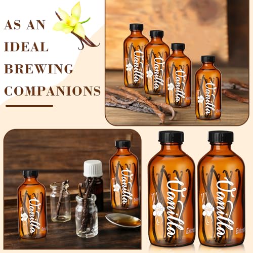 Uiifan 12 Pack 4oz Amber Glass Bottles with Caps