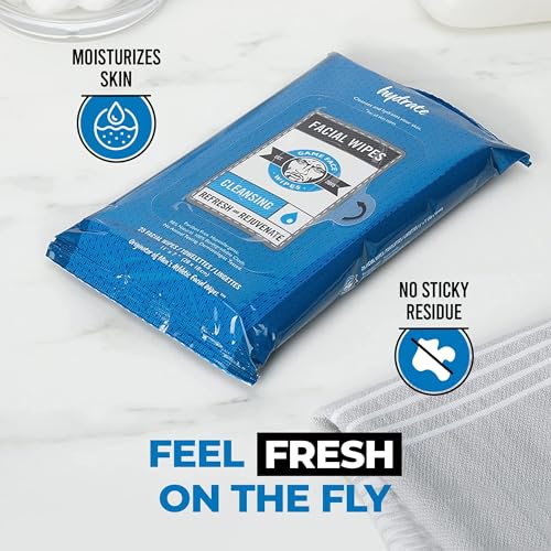 Game Face Grooming Cleansing Wipes - 25 Hydrating Facial Wipes (3 Pack) | On-The-Go, Lightly Scented, Rejuvenating, Eradicates Sweat | Perfect for Athletic, Sport, Travel, Camping, Festivals, Any Need