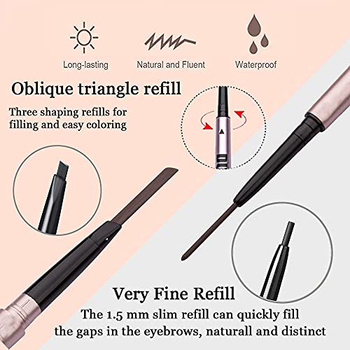 Mihqy Eyebrow Pencil with Dual Brush - Auto Retractable Waterproof