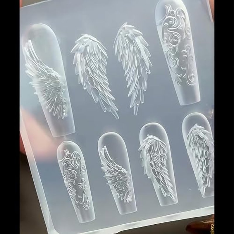 3D Angel Wings Nail Art Mold with Bows & Ballet Shoes - Silicone