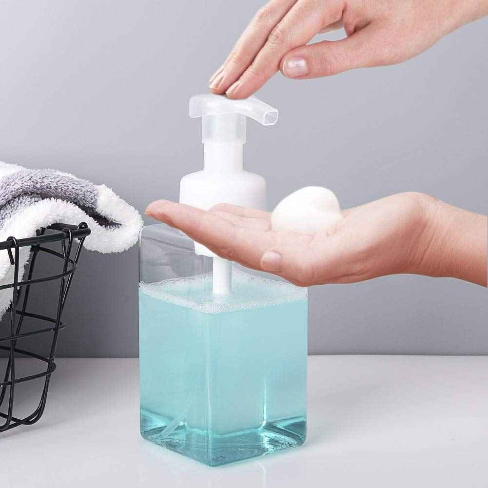 UUJOLY Foaming Soap Dispenser, 450ml (15oz) Refillable Pump Bottle Plastic for Liquid Soap, Shampoo, Body Wash (2 Pcs) (Clear)
