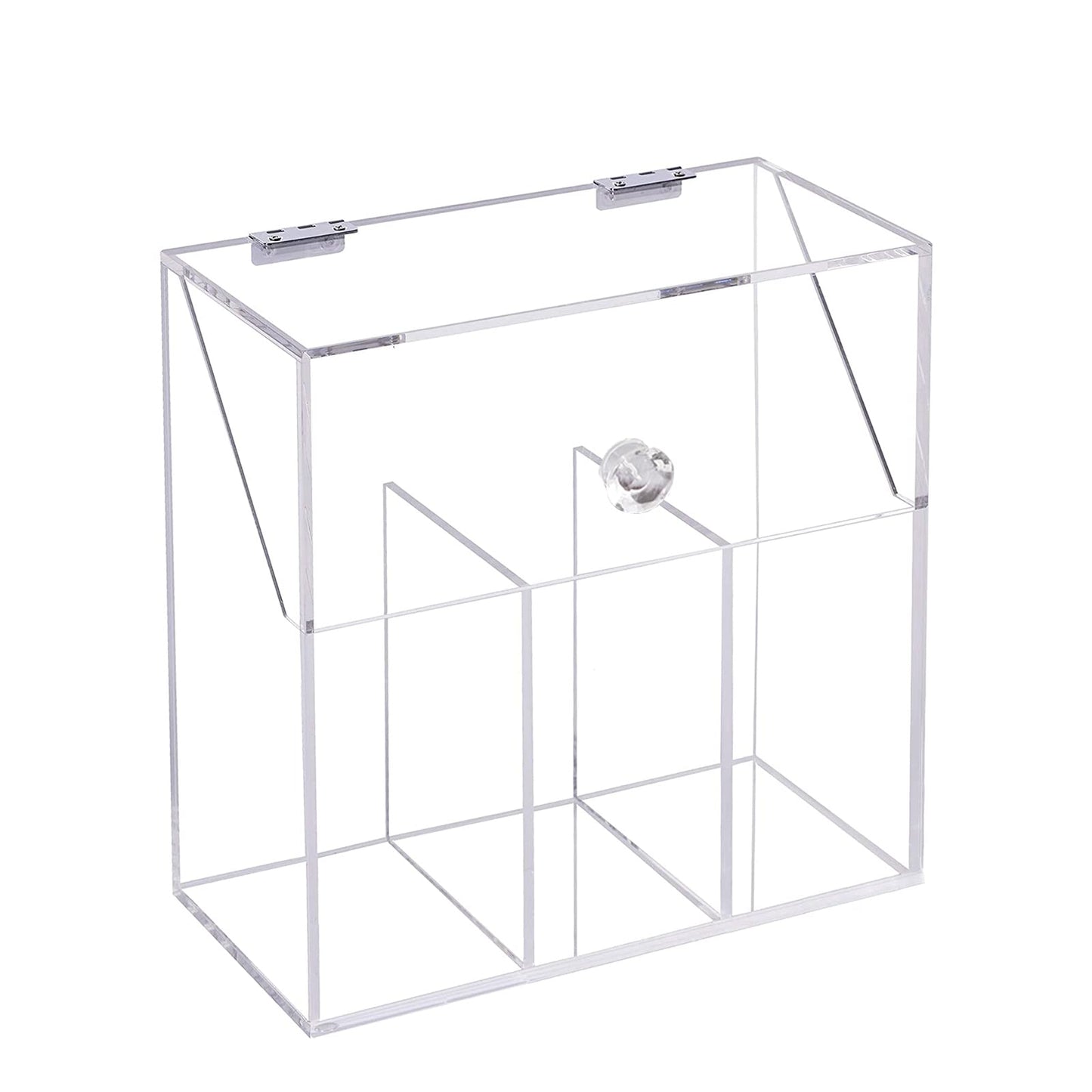 Vevitts Acrylic Makeup Brush Holder, Clear Cosmetic Storage Box with 3 Brush Holders, Dust Cover, Large-Capacity Split Design for Organizing Vanity Desk