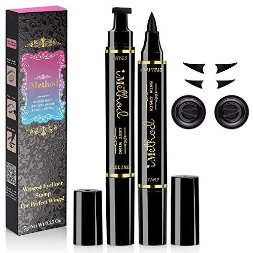 iMethod Eyeliner Stamp - iMethod 2 Pens Winged Eyeliner Stamp, Perfect Wing Cat Eye Stamp, Long Lasting Liquid Eye Liner, Waterproof & Smudgeproof Makeup