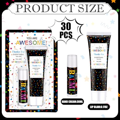 30 Pack Employee Appreciation Lip Balm Hand Cream Gift Bulk Staff Employee Appreciation Team Thank You Gift You're Awesome New Year Thank You Party Supplies for Coworkers Women Men Volunteer