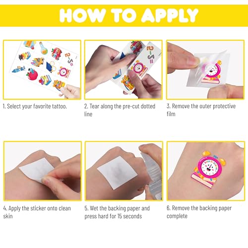 96 PCS Back to School Temporary Tattoos for Kids | Classroom Rewards