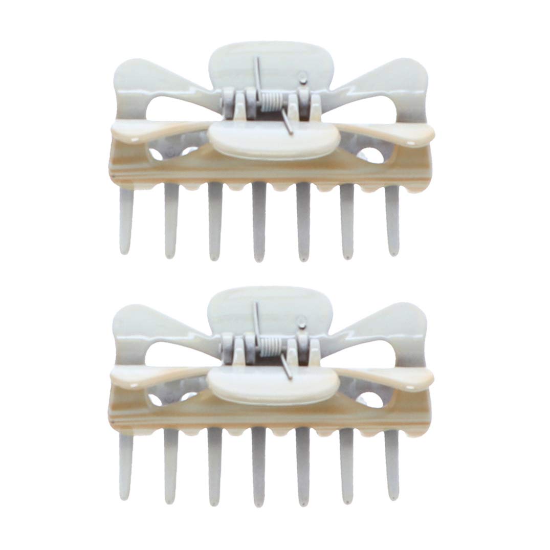 Tan 3 Inch Wood Look Hair Claw Jaw Clip - Set of 2