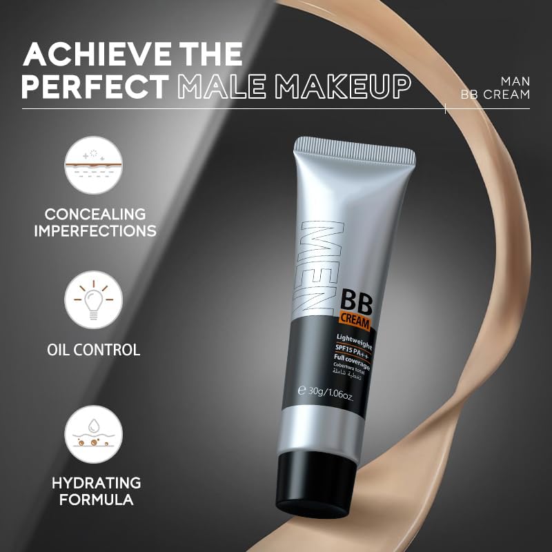 AKARY Men's BB Cream SPF 15 PA++ - Full Coverage Foundation