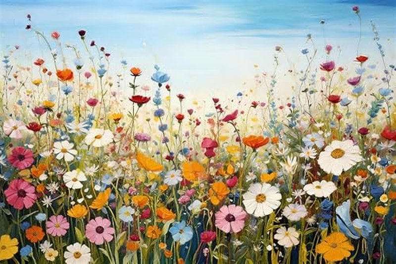 5D Diamond Painting Kit - Sea of Flowers Art for Adults & Beginners
